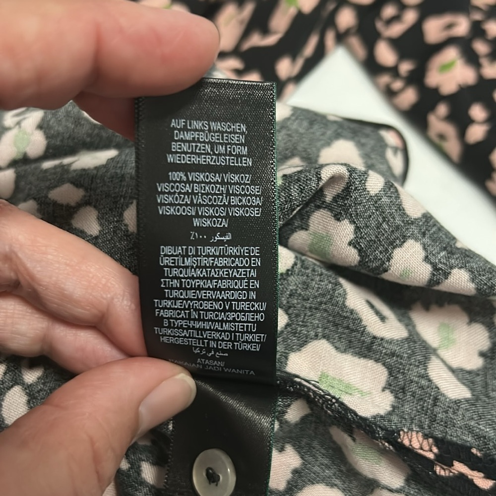 M&S Collection Black and Pink Floral button up blouse - Picture 6 of 6
